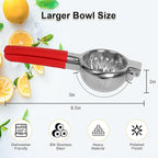 Lemon Squeezer Stainless Steel, NomadSphere Heavy Duty Large Squeezer Bowl, Manual Citrus Press Juicer and Lime Squeezer, Filter Mesh Design, 2 in 1 Store Juice, with Zester Tool & Cleaning Brush