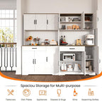 71" Kitchen Pantry Cabinet with Charging Station, Buffet Sideboard for Coffee Maker & Toaster, Storage Cabinet for Snacks, Spices & Wine, Fits Kitchen, Dining Room & Coffee Bar，White