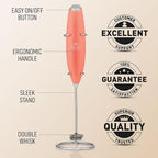 Zulay Kitchen Double Whisk Milk Frother – Handheld Foam Maker for Coffee, Lattes, Matcha, Hot Chocolate & Cappuccinos – Whip Creamy Froth in Seconds, Portable & Easy to Use