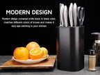 Universal Knife Block for Kitchen, WELLSTAR Knife Holder without Knives, Safe Space Saver Large Volume Stable Knife Storage with Scissors and Sharpening Rod Slot, Detachable for Easy Cleaning - Black