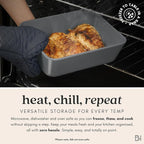 Ceramic Coated Glass Food Storage Container | No PTFE, PFOA, PFAS, and BPA | Reusable Non Toxic Meal Prep Container with Glass Lid | Easy To Store | 8 Cup Square [Smoke]