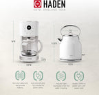 HADEN Coffee Machine, 12 Cup Drip Coffee Maker Bundled with Heritage 1.7 Liter Stainless Steel Electric Kettle, Ivory & Chrome