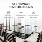 Fab Glass and Mirror Tempered Glass Table Top 24x36 Inch Rectangle 1/4" Thick Clear Furniture Protector with Flat Polish Edge Eased Corners for Coffee Dining Tables Desks