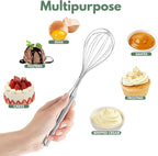Stainless Steel Whisk for Cooking Kitchen Non Stick Balloon Wire Metal Baking Whisk Egg Beater for Blending, Whisking Beating,Dishwasher Safe, 12inch (Stainless Steel Handle)