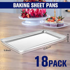 18 Pcs Baking Sheet Pan Set 13.8 × 9.8 × 0.6 Inches Cookie Sheet Large Toaster Oven Pans Stainless Steel Tray Barbecue Grill Pan Rectangle Trays Oven, Non-Stick, Easy Clean