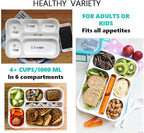 Bento Box with Lunch Bag and Ice Pack Set | Snack Containers Boxes for Kids Girls Adults | 6 Compartments Divided Portion Container Boxes Insulated Bags for School Daycare Lunches, BPA Free, Pink