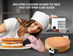 2025 Upgrade Bread Knife for Homemade Bread, World‘s 1st Double Serrated Knife with 5 Thickness Adjustable Slicing Guide, Stainless Steel Bread Cutter, Razor Sharp for Sourdough, Black