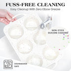 2 Pcs Jumbo Muffin Pan with Metal Frame, Nonstick 6 Cup Extra Large Cupcake Pan for Baking, Silicone Deep Muffin Tray for Egg Bites (Cream)