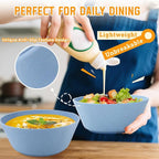 Homienly Alternatives Plastic Bowls - Cereal Bowls 36oz, Wheat Starw Bowl Set of 6, Microwave and Dishwasher Safe Bowls,Soup Bowl Sets for Kitchen,Serving Soup,Salad (Sky Blue)