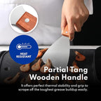 New Star Foodservice 38309 Wood Handle Slant Edge Grill Scrapers, 4 by 8.5-Inch