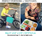 kinsho Bento Box with Lunch Bag and Ice Pack Set | Two Boxes, insulated Bags, Cold Packs for Kids Adults, Value Meal Containers for School Lunches or Snack, 6 Compartments BPA Free, Teal and Orange