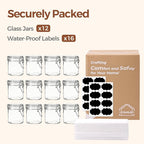 ComSaf 8oz Small Airtight Glass Jars Set of 12 with Lid Food Storage Jar Round, Mini Storage Container with Clear Preserving Seal Wire Clip Fastening for Kitchen Canning, Jam, Spice, Honey, Mason Jars