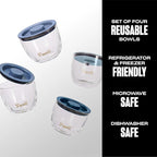 S'well 12oz Glass Prep Bowl Set of 4 For Easy Meal Prep, Coastal Blues, Made From Durable Tempered Glass, Nests Inside 21.5oz