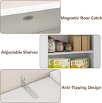 Pantry Organizers and Storage Cabinet, 71” Barn Door White Kitchen Cabinet with Drawers and Adjustable Shelf, Tall Pantry for Kitchen, Dining Room, Living Room. Bathroom and Office