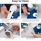 X Home Rotary Cheese Grater for Kitchen, Shredder with 3 Interchangeable Blades, Rotary Grater with Handle and Strong Suction Base, for Vegetables, Fruit, Nuts, Easy to Use and Clean, Dark Blue