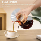 Pour Over Coffee Maker 400ml with 304 Stainless Steel Filter and Wooden Collar Holder Borosilicate Glass Drip Coffeemaker Server Set Clear Hand Brew Dripper Carafe for Home Camping Travel 13.5oz