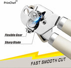 PrinChef Can Opener Manual, Can Tin Bottle Opener with Magnet - No-Trouble-Lid-Lift, Handheld Can Opener Smooth Edge with Sharp Blade, Heavy Duty and Easy to Use, for Seniors with Arthritis, White