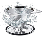 LHS Pour Over Coffee Dripper Stainless Steel Coffee Filter Metal Cone Filter Paperless Reusable Coffee Filter Single Cup Coffee Maker 1-4 Cup With Non-slip Cup Stand and Cleaning Brush