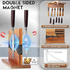 MEN WITH THE POT Magnetic Knife Holder 13 x 10 Inches, Multifunctional Double Sided Magnetic Knife Block Rack, Wood & Black Epoxy Universal Magnetic Knife Storage Stand for Kitchen Counter