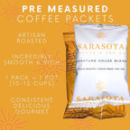 Sarasota Coffee Ground Packets | Gourmet Medium Roast Ground Coffee Packs | Breakfast Blend | Low Acid Mold Free Singles Packets | Individual Pouches for 12 Cup Coffee Maker | 2 Ounce Bags, 12 Count