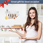 17 inch Magnetic Knife Holder with 10 Hooks, No Drilling Wall Mount, Powerful Magnet Rack