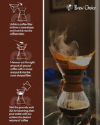 Pre-folded Cone Coffee Filters - 50 Pack, Upgraded 30% Natural Thicker Paper for Pure Taste, Compatible with CHEMEX Pour-Over Coffee Makers