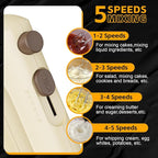 Lord Eagle 5-Speed Hand Mixer Electric Heldhand With Bowls Set, 300W Compact Mixer for Baking, Stainless Steel Mxing Bowl Measuring Cups Spoons
