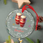 Conga Player Christmas Glass Keepsake, Personalized Text & Name Conga Musical Instrument Xmas Ornament Gifts For Music Lovers, Instrumentalist Ornament Christmas 2025, Custom Musician Glass Ornaments