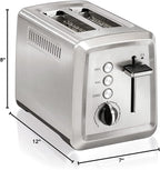 Hamilton Beach 2 Slice Toaster with Extra-Wide Slots, Bagel Setting, Toast Boost, Slide-Out Crumb Tray, Auto-Shutoff & Cancel Button, Defrost Function, Stainless Steel (22794) (Pack of 2)
