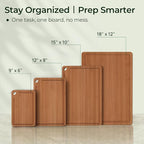 Wood Cutting Board, Carbonized Bamboo Cutting Boards Set With Smooth Surface & Easy Storage For Busy Kitchens, Ideal Charcuterie & Chopping, Durable, Knife-Friendly (4Pcs)