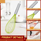 48 Sets 12 Inch Christmas Whisks Gifts DIY Fillable Christmas Tree Ornaments Xmas Colored Silicone Whisks for Cooking Heat Resistant Egg Beaters with Card Rope Bag for Candy Holder