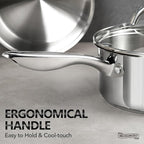 MICHELANGELO Saucepan Set 4pc, 18/10 Stainless Steel Sauce Pan with Lid, Tri-Ply Bottom Sauce Pot Set, Nonstick Saucepan, Dishwasher Safe, 1QT & 2QT