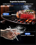 PROGRACE Smart Bluetooth Wireless Meat Thermometer: Standalone Base, WiFi Unlimited Range, 6 Sensors with NIST Certified Accuracy, for iOS and Android, for Kitchen, BBQ, Grill, Oven, Smoker