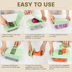 Vegetable Chopper with 8 Blades - Onion Chopper 16-in-1 with Container, Kitchen Vegetable Spiralizer Kitchen Gadgets - Home Essentials - Accessories