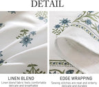 ISAENNE Designer White Linen Square Tablecloth,Chinoiserie Floral Elegant Indoor Table Cloth,Fall Stain Proof Decor Tablecloths for Dining Thanksgiving Kitchen Party,67"*67"-Mosella F