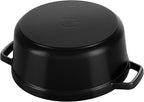 STAUB Cast Iron Dutch Oven 4-qt Round Cocotte, Made in France, Serves 3-4, Matte Black