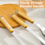 FJNATINH Cooking Utensils - Spatula and ladle Set with Wood Handle, 6 Pieces Wok Utensils Tools - Wok Accessories Cookware Set