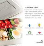 LunchBots Medium Uno Stainless Steel Sandwich Container - Open Design for Wraps - Salads or a Small Meal - Eco-Friendly - Dishwasher Safe and BPA-Free - Pink Dots