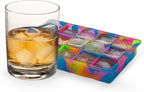 Host Ice Cube Tray with Lid, Makes 15 1.25" Cubes, Durable Silicone Trays, Perfect for Cocktails, Beverages, Mocktails, Iced Coffee, Tea, Infused Water, Kitchen Essentials, Set of 1, Colored Marble