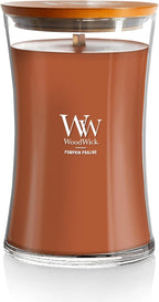 WoodWick Pumpkin Praline Holiday Candle Gifts for Women and Men, 21.5 oz Large Hourglass Candle with Crackling Wick