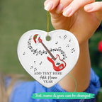Custom Bass Guitar Christmas Ceramic Ornament, Personalized Guitarist Xmas Ornament with Text Name & Year, Bass Guitar Lovers Christmas Tree Ornaments 2025, Musical Instrument Players Gifts