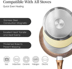 Innerwell Nonstick Frying Pan Set, Set of 3 Non Stick Frying Pans, Gold Granite Induction Cookware, 8inch&9.5inch&11inch Skillet Omelette Egg Frying Pan Set, kitchen Cooking Pan Set, PFOA&PFAS Free