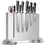 Magnetic Knife Block Without Knives, Stainless Steel Magnetic Knife Holder Stand with Strong Knife Magnet, Double-Sided Knife Magnetic Strip Knifes Storage Organizer for Kitchen Counter Top