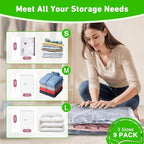 Vacuum Seal Bags for Clothing with Wireless Electric Pump - Travel & Home Use, 9 Pack Ideal Space Saver Vacuum Storage Bags, Travel Vacuum Bags for Luggage
