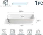 ONEMORE Ceramic Baking Dish, 9x13 Baking Pan Casserole Dish Large Rectangular Baking Dishes for Oven Deep Dish Lasagna Pan for Family Meals Ribbed White Bakeware for Roasting & Serving