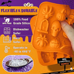 Halloween Molds Silicone for Chocolate 2 Pack, 3D Halloween Chocolate Candy Gummy Mold Skull Pumpkin Bat Ghost Witch Hat Spider tombstone Shapes Mold