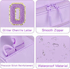 Initial Insulated Lunch Bag for Girls Kids, Back to School Gift, Reusable Leak-proof Lunch Box with Adjustable Strap for School Daycare Travel Picnic (Purple,O)