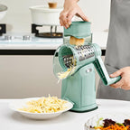 Rotary Cheese Grater Hand Crank, 5 in 1 Mandoline Vegetable Slicer - 5 Sets of Blades,Strong Suction Base&Easy to Clean - Kitchen Cheese Grater Shredder with Handle for Fruit,Vegetable,Nuts