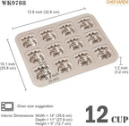 CHEFMADE Cows Cake Pan, 12-Cavity Non-Stick Animal Muffin Bakeware for Oven Baking (Champagne Gold)