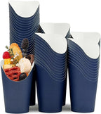 CAMKYDE 100 Pcs French Fries Holder, 12oz Disposable Paper French Fry Cups Navy Charcuterie Cups for all Occasions (12oz, Navy)